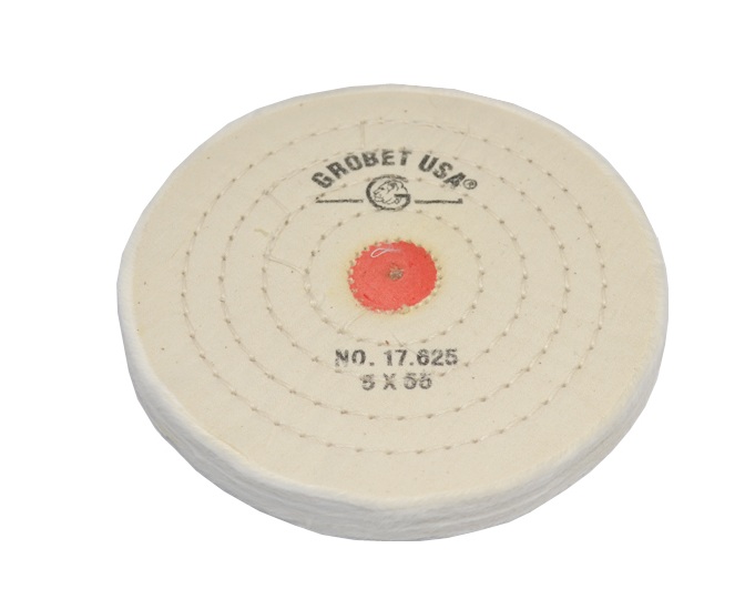 Muslin Buffing Wheel 5” x 55 Ply 5 Rows Stitched ExtraFine Soft Combed